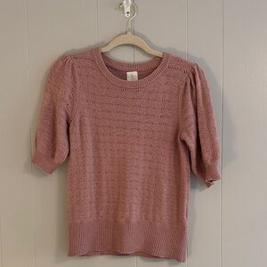 Women’s Joie from Anthropologie Pink short puff sleeve sweater size small